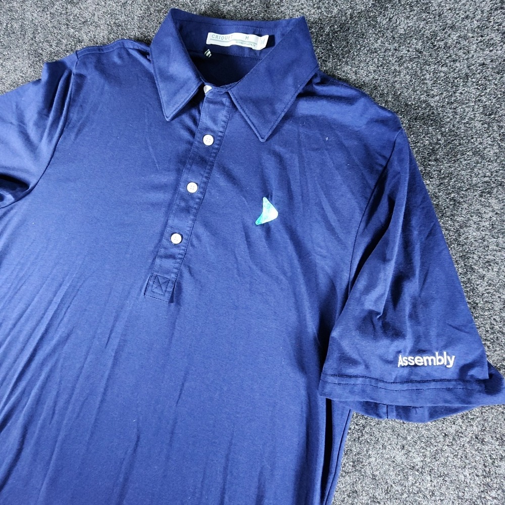 CRIQUET Polo Shirt Size M Navy Pima‎ Cotton Slim Fit Golf Short Sleeve Preppy